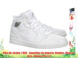 Nike Air Jordan 1 MID - Zapatillas de deporte Hombre Blanco / Gris / Blanco 45 1/2