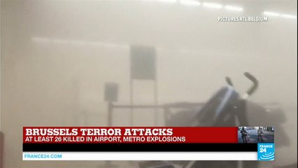 Footage just after explosions in Brussels airport, Blasts in Belgium