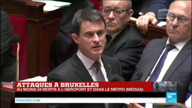 Attentats de Bruxelles - Manuel Valls à l'Assemblée : nous sommes en guerre !