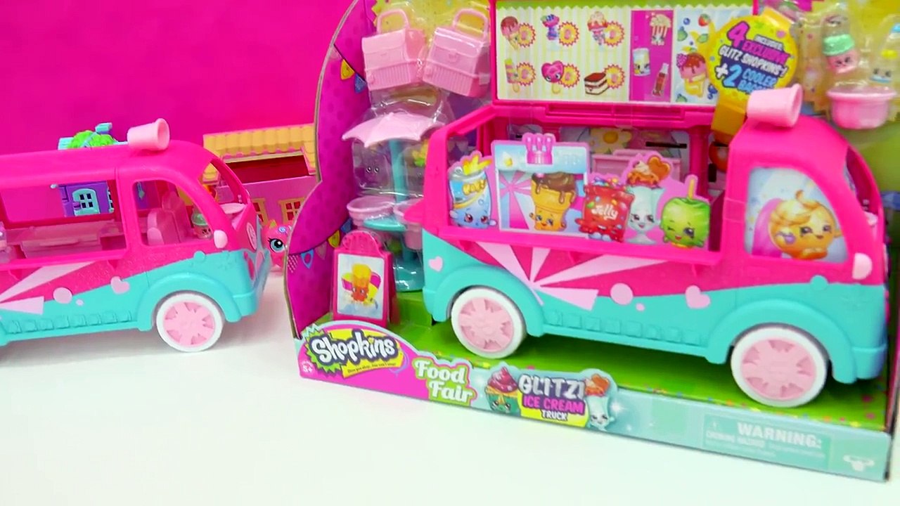 Shopkins Season 3 Glitzi Scoops Ice Cream Truck Playset Food Fair 4 Exclusive Toys Video U