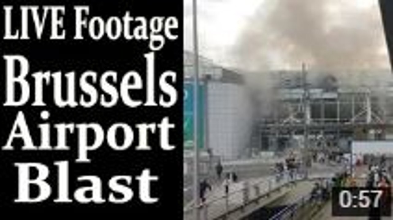 Brussels Airport just after the two bomb explosions and CCTV footage of the bomb explosion inside the the Metro Station.