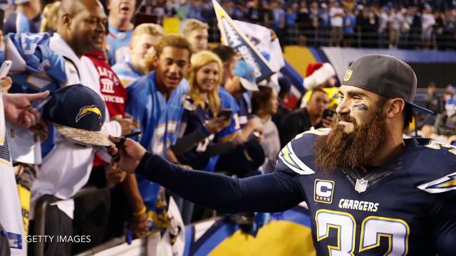 Chargers Eric Weddle lies at midfield after potential last game in San Diego