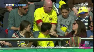 Messi's ball hits a woman in the crowd