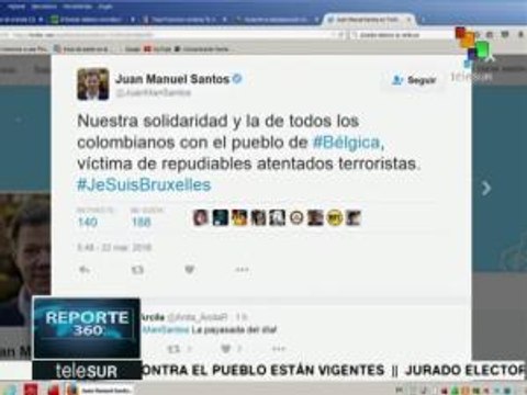 Santos envía su solidaridad a víctimas de atentados en Bélgica