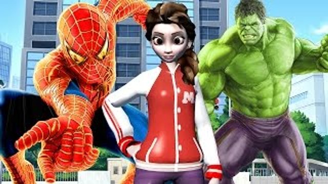 Frozen Elsa Vs Hulk And Elsa Vs Spiderman Cartoons Singing Finger Family Children Nursery Rhymes