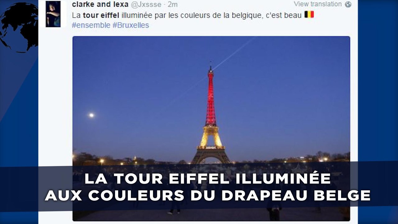 La Tour Eiffel illuminée aux couleurs du drapeau belge