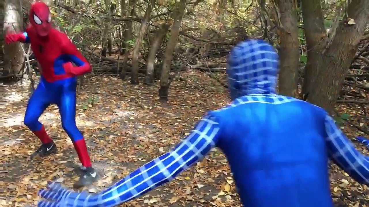 Blue Spiderman vs Spiderman In Real Life | Superhero Fight!