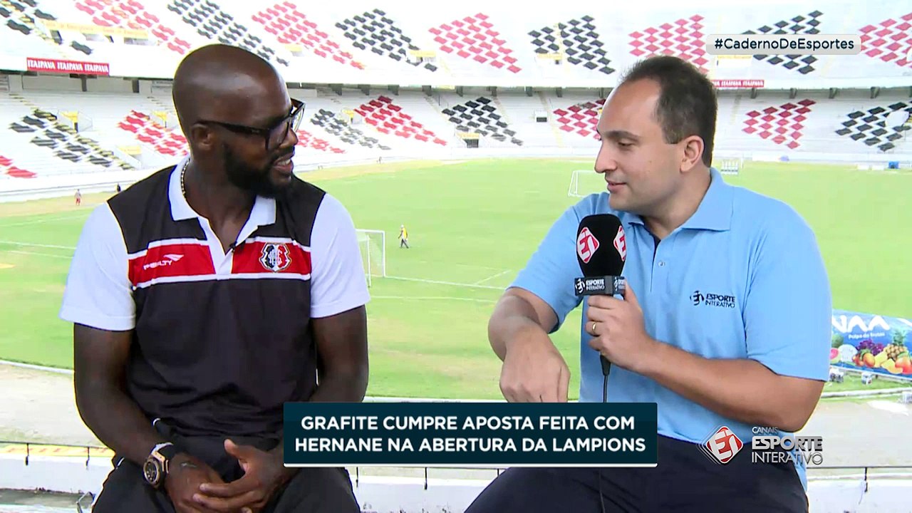 Grafite paga aposta feita com Hernane na estreia da Copa do Nordeste