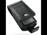 PDair Leather Case for Nokia N70 - Flip Type Black/Crocodile