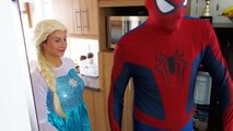 Spiderman  Frozen Elsa vs Maleficent Elsa Drinks a Poisoned Tea Superhero Fun in Real Life