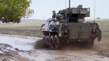 US Military SLOW MOTION VIDEO Stryker Vehicles & Hungarian T 72 Tanks