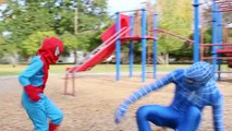 Little Spiderman & Venom vs The Amazing Blue Spiderman - Real Life Superhero Movie