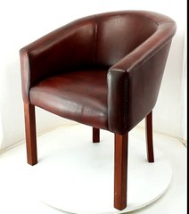 RETRO-NABYTEK.cz - Retro kožené křeslo vzor club vínová pravá kůže, teak masiv