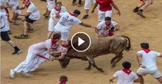Angry bull comes inches from mauling crowds after making incredible leap out of the ring Watch video