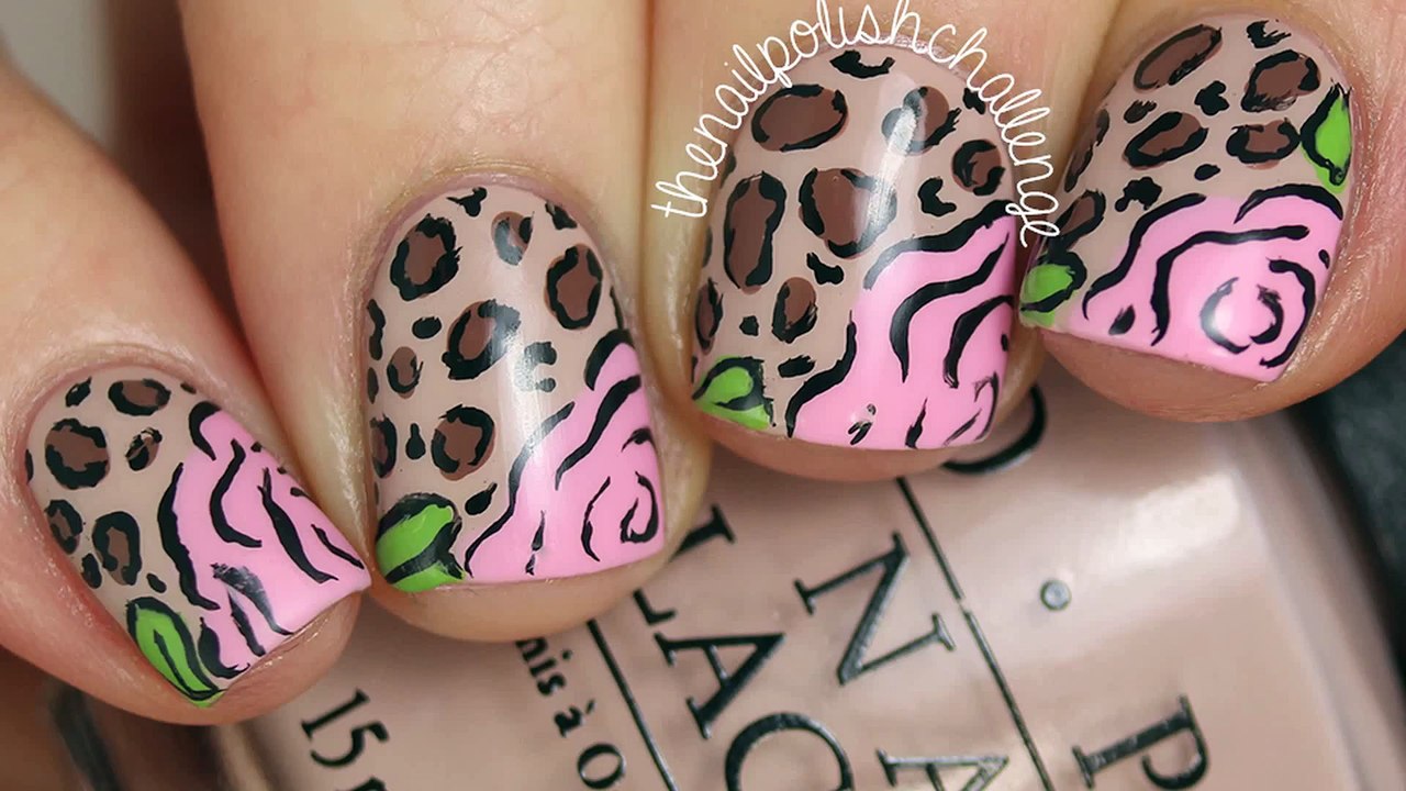 DIY Easy Floral Leopard Nail Art Look