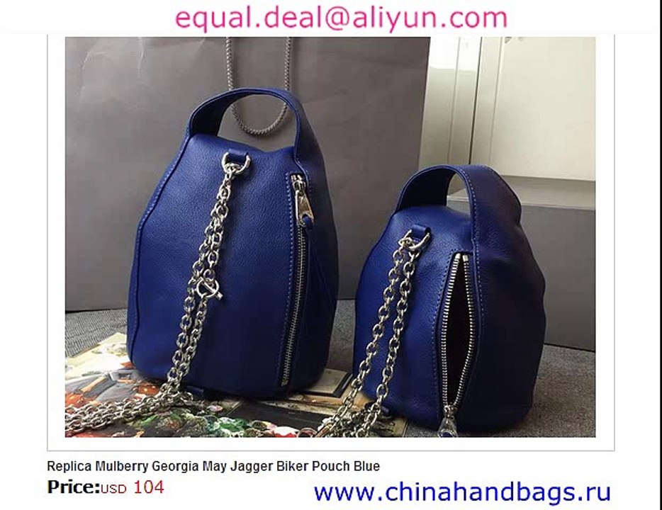 Mulberry Georgia May Jagger Biker Pouch Blue Replica for Sale