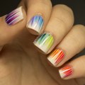 Easy DIY Vertical Gradient Rainbow Nail Art _ Striped Rainbow Water Marble Nail Art Tutorial