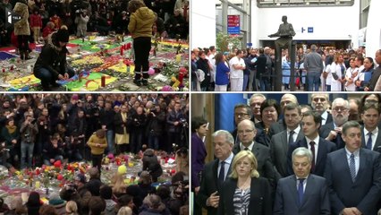 Download Video: La Belgique a observé une minute de silence pour rendre hommage aux victimes des attentats