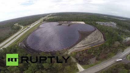 Mickey Mouse solar panel field in Florida (drone footage) vidéo