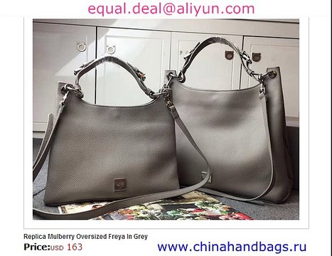 Mulberry Oversized Freya In Grey Real leather Replica for Sale