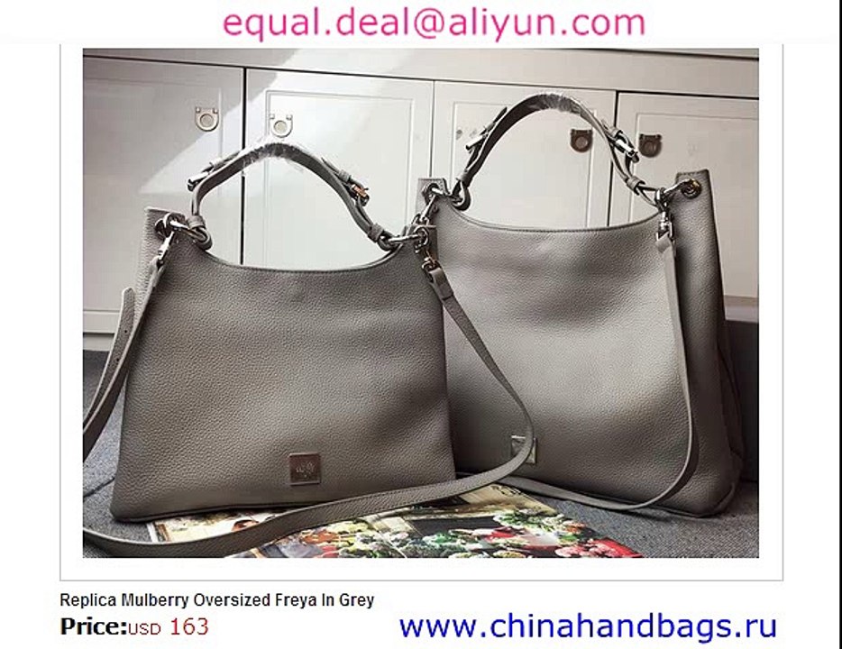 Mulberry Oversized Freya In Grey Real leather Replica for Sale