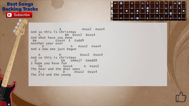 Happy X-Mas (War Is Over) John Lennon Bass Backing Track with scale, chords and lyrics