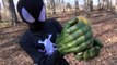 Black Spiderman Venom vs Pumpkin Hulk Gloves Challenge Superheroes Spiderman Movie IRL Cartoon