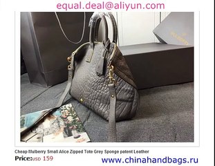 Mulberry Small Alice Zipped Tote Grey Real Leather Replica for Sale