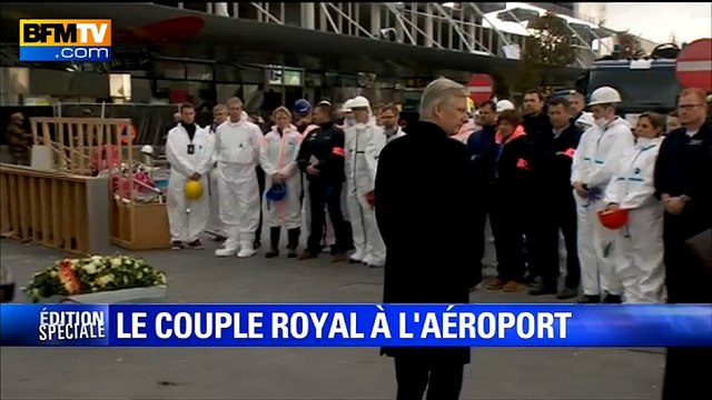 Attentats: le roi des Belges rend hommage aux victimes à l’aéroport