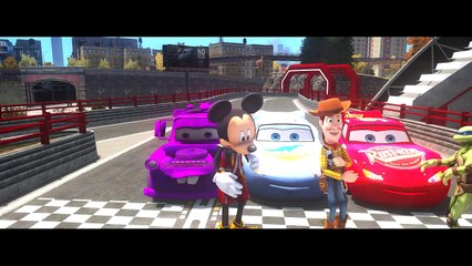 CARS - Rayo DINOCO & Lightning MCQUEEN & MATER Race TIME HD! Toy Story Sheriff Woody & Mickey Mouse