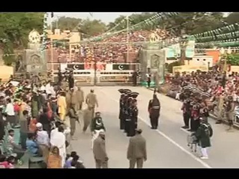 Pakistan Army Parade . Flag Lowering Ceremony At Wagah Border -