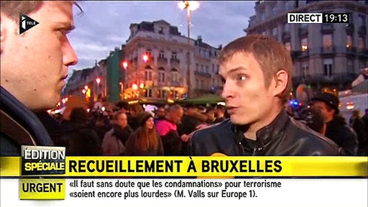 Attentats: Un jeune belge et l'envoyé spécial de iTélé se font fait un "calin", en direct, en signe de solidarité