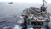 Naval Dominance: Two U.S. Aircraft Carriers Sail Side By Side