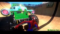 Monster trucks plays with Spiderman childrens songs and Rhymes(action songs for children)