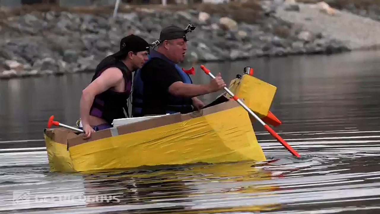 Cardboard Boat Race With Potato Cannons