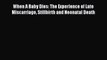 Read When A Baby Dies: The Experience of Late Miscarriage Stillbirth and Neonatal Death Ebook