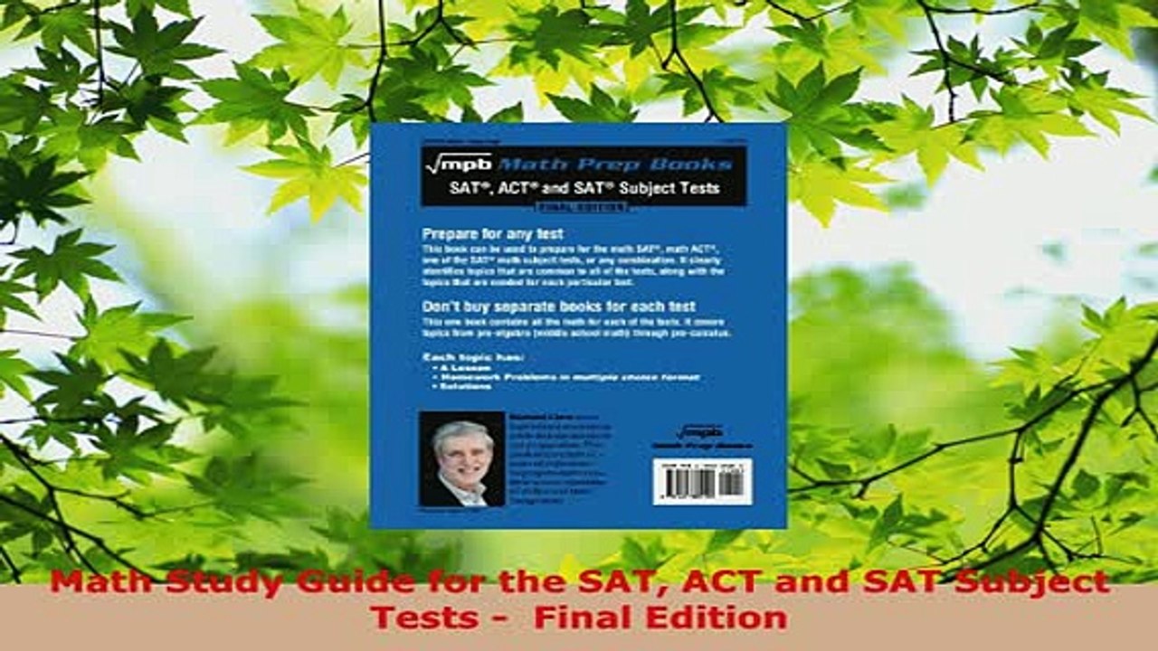 PDF  Math Study Guide for the SAT ACT and SAT Subject Tests   Final Edition Free Books