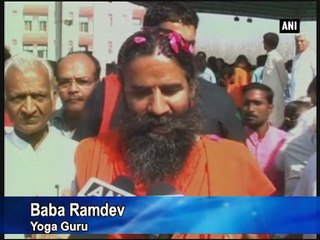 Ramdev celebrates Flower Holi in Haridwar