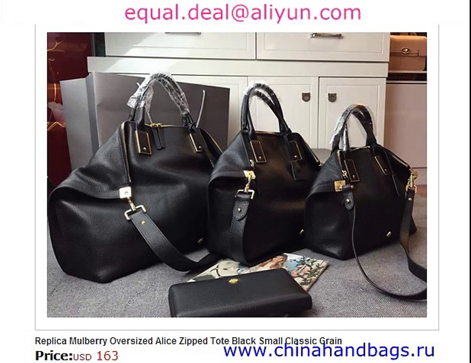 Mulberry Oversized Alice Zipped Tote Black Replica for  Sale