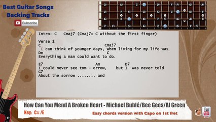 Download Video: How Can You Mend A Broken Heart Michael Buble Bass Backing Track with scale, chords and lyrics