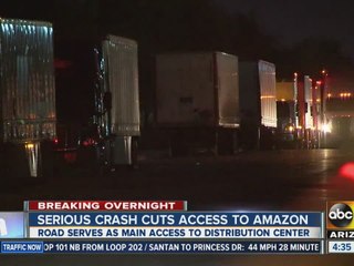 Serious crash cuts access to Amazon warehouse