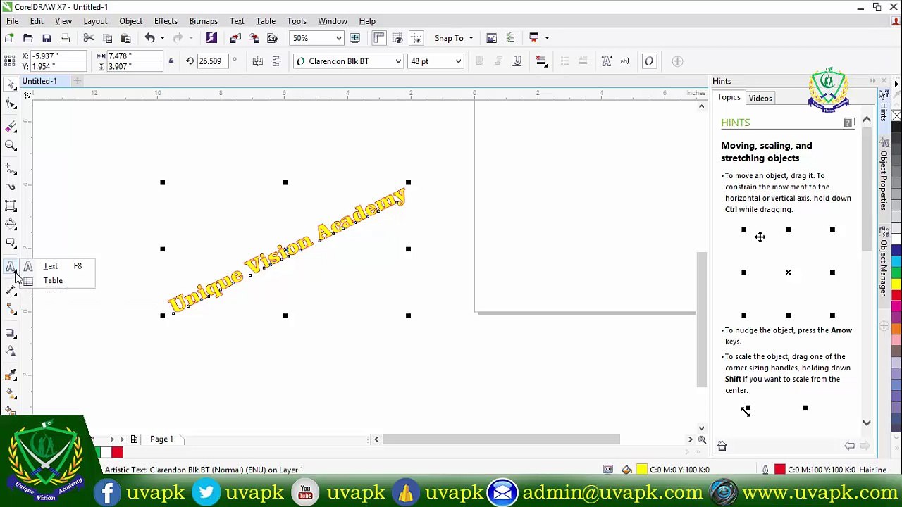 Lecture 10  how to use text and table tool in corel draw X7 in hindi urdu
