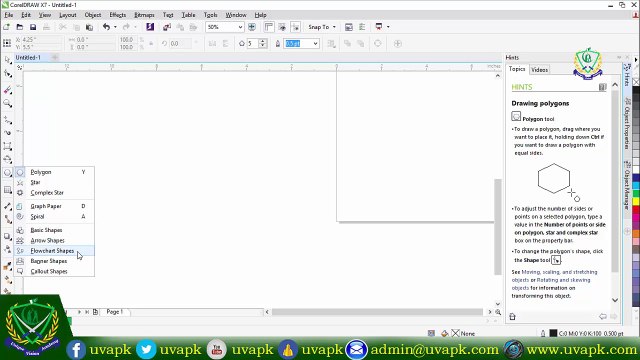 Lecture 9 how to use basic shapes tool in corel draw X7 in hindi urdu
