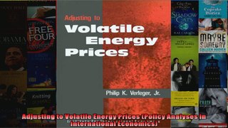 Adjusting to Volatile Energy Prices Policy Analyses in International Economics