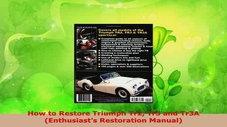 Download  How to Restore Triumph Tr2 Tr3 and Tr3A Enthusiasts Restoration Manual PDF Book Free
