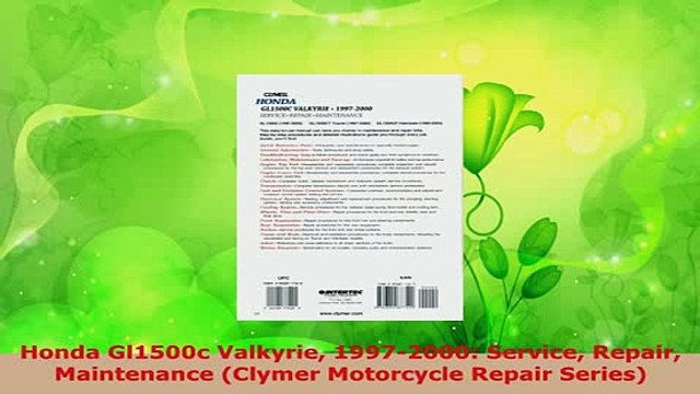 Download Honda Gl1500c Valkyrie 19972000 Service Repair Maintenance Clymer Motorcycle Repair PDF Book Free