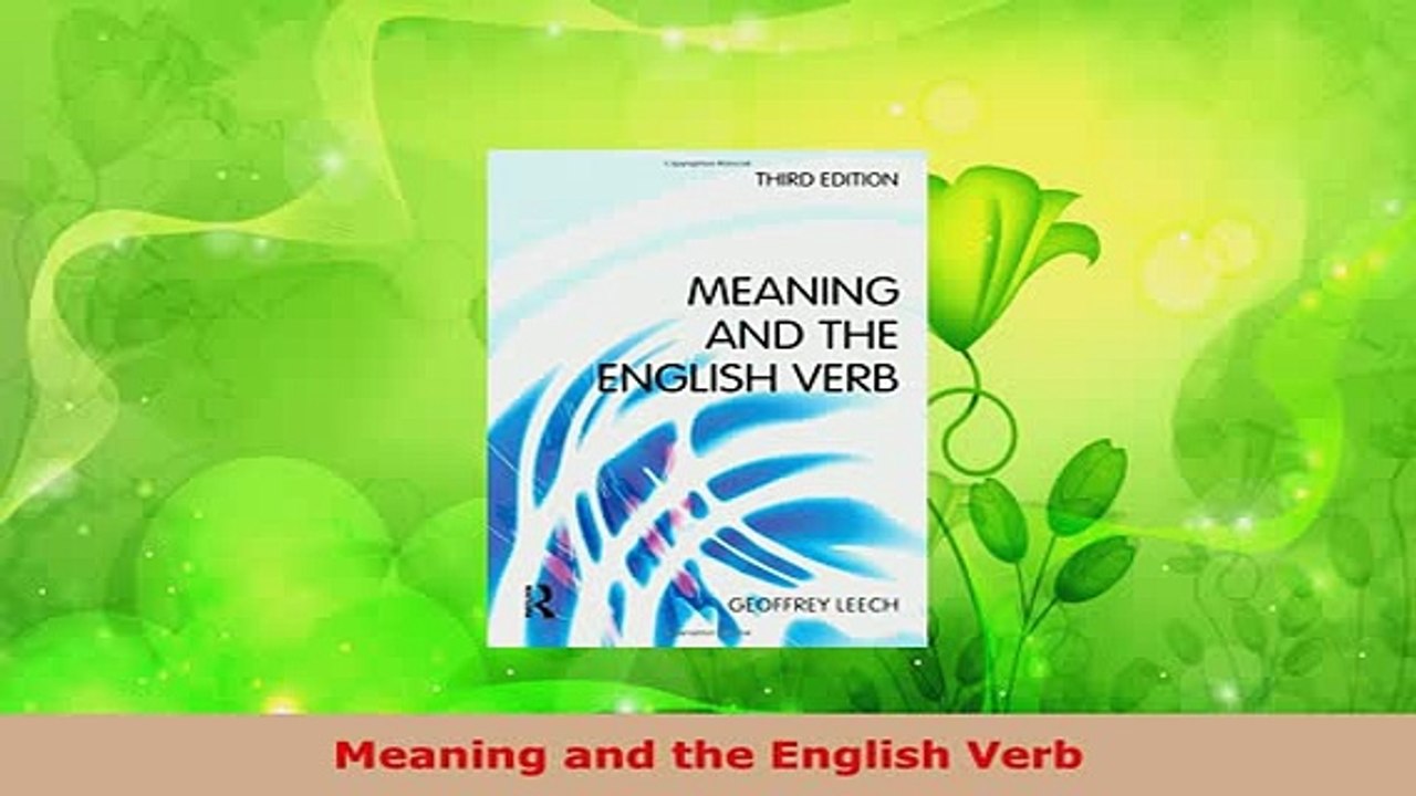 PDF  Meaning and the English Verb Download Full Ebook