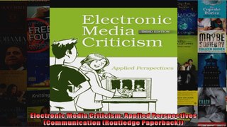 Electronic Media Criticism Applied Perspectives Communication Routledge Paperback
