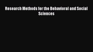 PDF Research Methods for the Behavioral and Social Sciences Free Books