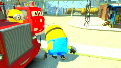 DSNY PIXAR cars Red Fire Truck Mack Truck and Minions Childrens Songs Nursery Rhymes vid